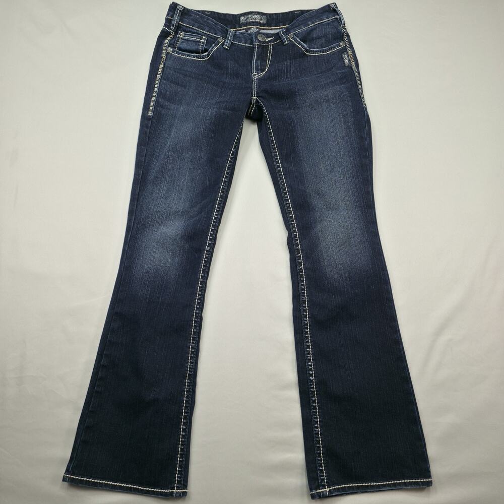 Silver Jeans Co Womens Aiko Bootcut Jeans 32x31 Dark Wash Western Y2K Low Rise